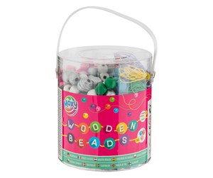 Arts & Crafts - Tilbehør - Creative Craft Group Bucket with Wooden Beads 250gr. - 100013