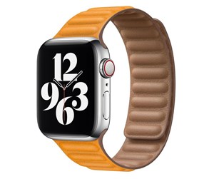 Smartklokke - Tilbehør - Lippa Apple Watch Magnetic Leather Strap 42/44/45/49 - Yellow / Brown - LPAW033