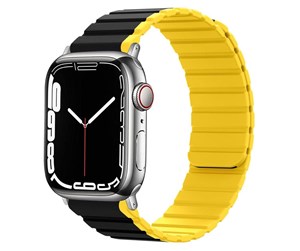 Smartklokke - Tilbehør - Lippa Apple Watch Magnetic Silicone Strap 42/44/45/49 - Black / Yellow - LPAW115