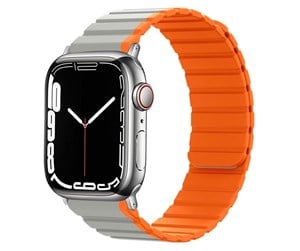 Smartklokke - Tilbehør - Lippa Apple Watch Magnetic Silicone Strap 42/44/45/49 - Gray / Orange - LPAW113