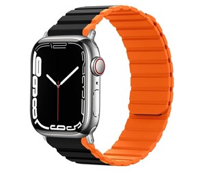 Smartklokke - Tilbehør - Lippa Apple Watch Magnetic Silicone Strap 42/44/45/49 - Black / Orange - LPAW112