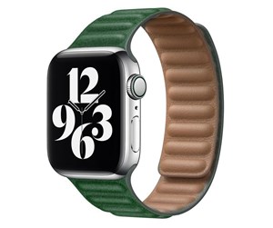 Smartklokke - Tilbehør - Lippa Apple Watch Magnetic Leather Strap 42/44/45/49 - Dark Green - LPAW098