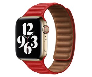 Smartklokke - Tilbehør - Lippa Apple Watch magnetisk læderrem 42/44/45/49 - Red - LPAW095