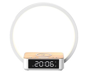 Smarthus - Lippa bedside lamp with wireless charging and alarm clock - White - LPL-087