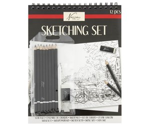 Arts & Crafts - Tilbehør - Nassau Sketching pencil & pad set 12pcs incl wallet - AR0226/GE