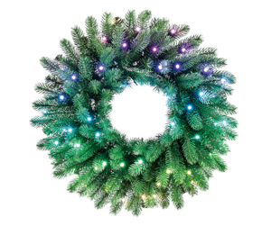 Smarthus - Twinkly Pre-lit Wreath – 50 RGB LED Regal 24" Green Wire Plug Type C - GD20P4425P00