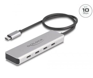 USB-hub - DeLOCK - Hub - 10 Gbps with 35 cm Connection Cable - 4 Ports USB-hub - 4 porter - Grå - 64231