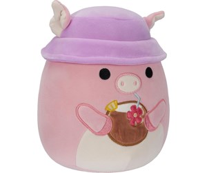 Dukker, Bamser & Utstyr - Squishmallows Peter - Pink Pig W/Tropical Drink and Bucket Hat - 0196566411272