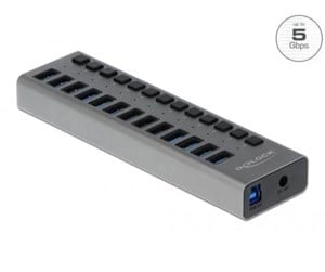 USB-hub - DeLOCK - hub - 13 ports USB-hub - USB 3.0 - 13 porter - Grå - 63738