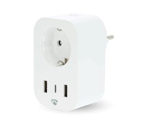 Smarthus - Nedis SmartLife Smart Plug Wi-Fi Power meter 3680 W Type F (CEE 7/7) / 1x USB-C / 2x USB White - WIFIP151FWT