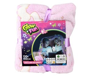 Barnerom - Toi-Toys Glow N fun Glow in the Dark Blanket Unicorn 130x150cm - 35563A