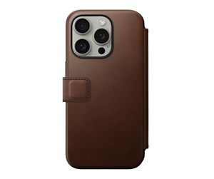 Mobil - Deksel og etui - Nomad Modern Leather Folio - brown - iPhone 15 Pro - NM01628385