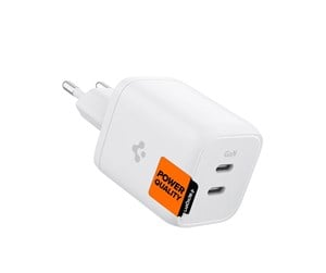 Mobil - Adaptere og ladere - Spigen ArcStation Wall Charger PE2106 - white (GaN / 2-Port / Total 65W / USB-C PD 65W / PPS 65W) - ACH03720