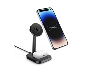 Mobil - Adaptere og ladere - Spigen ArcField MagFit Dual Wireless Charger (MagSafe/iPhone/AirPods 7.5W/5W) PF2100 - black - ACH05439