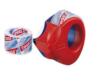 Tape & Lim - tesa film - dispenser with office tape (2 rolls) - 19 mm x 10 m - crystal clear tape blue/red dispenser - 57859-00000-00