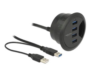 USB-hub - DeLOCK In-Desk Hub USB-hub - 4 porter - Svart - 62868