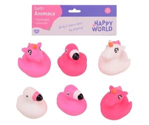 Leketøy - Johntoy Happy World Flamingo & Unicorn Bath Figures 6pcs. - 22279