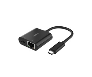 Nettverksadapter - Belkin CONNECT - network adapter - USB-C - Gigabit Ethernet x 1 + USB-C (power only) x 1 - INC019BTBK