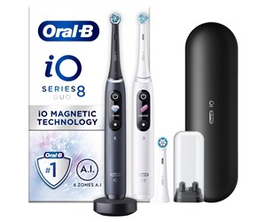 Elektrisk tannbørste - Oral-B Elektrisk tannbørste iO8 Duo White Alabaster / Black Onyx - 8700216387620