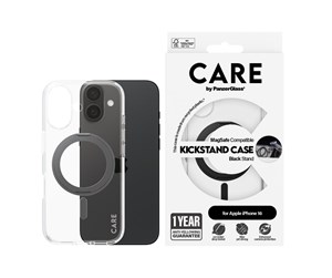 Mobil - Deksel og etui - CARE by PanzerGlass Case Feature Black Kickstand & MagSafe iPhone 16 - PANZER1321