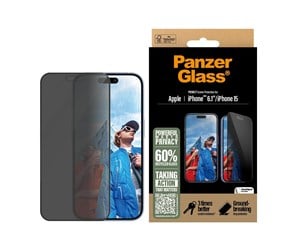 Mobil - Beskyttelsesglass - PanzerGlass Privacy Screen Protector iPhone 16 | Ultra-Wide Fit - PANZERP2861