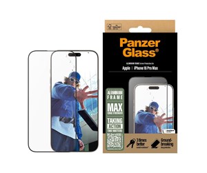 Mobil - Beskyttelsesglass - PanzerGlass Screen Protector Aluminum Frame iPhone 16 Pro Max| Ultra-Wide Fit - PANZER2852