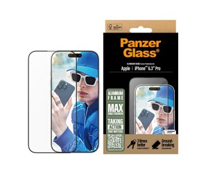 Mobil - Beskyttelsesglass - PanzerGlass Screen Protector Aluminum Frame iPhone 16 Pro  | Ultra-Wide Fit - PANZER2850