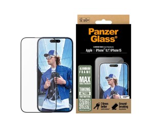 Mobil - Beskyttelsesglass - PanzerGlass Screen Protector Aluminum Frame iPhone 16 | Ultra-Wide Fit - PANZER2849