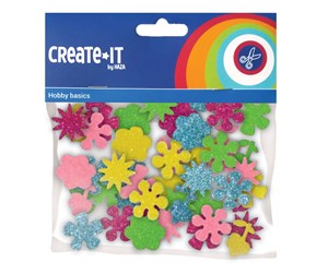 Arts & Crafts - Tilbehør - Haza Witbaard Foam stickers Flowers Glitter 25 pcs. - 192306