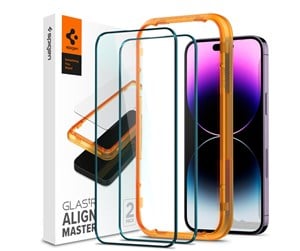 Mobil - Beskyttelsesglass - Spigen tR Align Master 2 Pack - FC black - iPhone 14 Pro Max - AGL05204