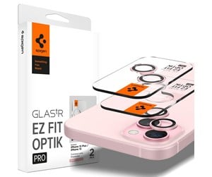 Mobil - Andre tilbehør - Spigen Glass tR EZ Fit Optik Pro 2 Pack - pink - iPhone 15/15 Plus/14/14 Plus - AGL07167