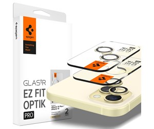 Mobil - Andre tilbehør - Spigen Glass tR EZ Fit Optik Pro 2 Pack - yellow - iPhone 15/15 Plus/14/14 Plus - AGL07168