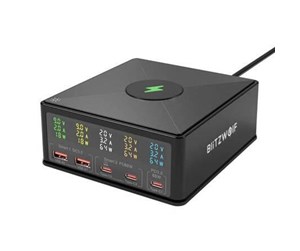 USB-hub - BlitzWolf Charger 868H 2xUSB-A 3xUSB type-C 160W (black) USB-hub - 5 porter - Svart - 868H