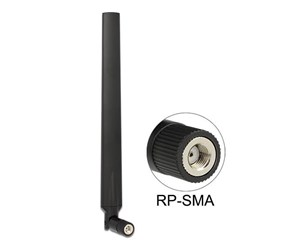 Tilbehør - DeLOCK WLAN 802.11 ac/a/h/b/g/n Antenna RP-SMA plug 5 - 7 dBi omnidirectional with tilt joint black - 88899