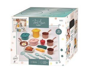 Lekekjøkken & Utstyr - Ecoiffier Play Set Pans and Play Food with Cardboard Stove 20 pieces. - 1685