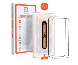 Mobil - Beskyttelsesglass - Mobile Origin Orange Screen Guard iPhone 15 with easy applicator - 2 pack - SGA-F-i15-2pk