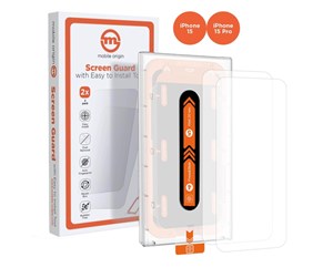 Mobil - Beskyttelsesglass - Mobile Origin Orange Screen Guard iPhone 15 Pro/15 with easy applicator - 2 pack - SGA-i15Pro-2pk