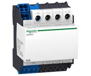 Komponenter for switchboxes og skap - Schneider Electric Linergy DX distribution block for DIN rail 63A 4-pole connection at the top 1x25 mm2.4x6 mm2 per phase - LVS04040