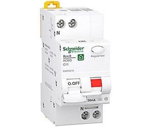 Komponenter for switchboxes og skap - Schneider Electric Resi9 XP RCBO/combination switch 1PN C-characteristic 10A 6kA 30mA class A 36mm - R9D55610