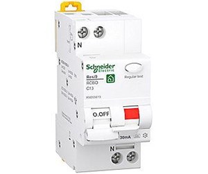 Komponenter for switchboxes og skap - Schneider Electric Resi9 XP RCBO/combination switch 1PN C-characteristic 13A 6kA 30mA class A 36mm - R9D55613