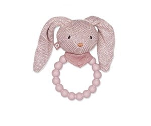 Babyleker - Smallstuff - Rattle Silicone Ring w. Knitted Bunny - 40008-50