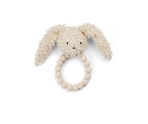 Babyleker - Smallstuff - Rattle Silicone Ring Rabbit Off. White - 40008-70