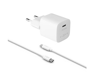 Mobil - Adaptere og ladere - FIXED Fast Charger USB-C PD 20W + USB-C cable 1m White - FIXC20M-CC-WH