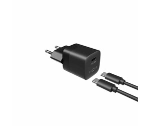 Mobil - Adaptere og ladere - FIXED Super Fast Charger USB-C 30W+USB-C cable 1m Black - FIXC30M-CC-BK