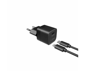 Mobil - Adaptere og ladere - FIXED Fast Charger USB-C PD 20W+USB-C/Lightning 1m Black - FIXC20M-CL-BK