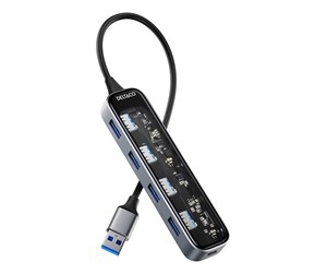 USB-hub - Deltaco Transparent USB-A hub 5 Gbps 4x USB-A USB-hub - 4 porter - Transparent - UH-736