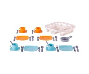 Lekekjøkken & Utstyr - Cavallino Toys Cavallino Crockery with Dish Rack Orange 30pcs. - 8486SF01