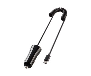 Mobil - Adaptere og ladere - Vivanco Car Charger USB-C 2.4A with 1m spiral cable Black - 4008928627855