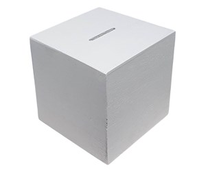 Barnerom - Playwood Wooden Money Box Square White - SL2281