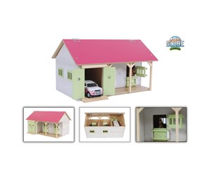 Dukker, Bamser & Utstyr - Kids Globe Horse Stable Pink with 2 Boxes and Storage 1:32 - 610245